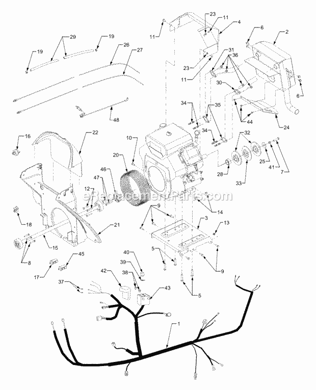 Driveshaft And Engine Connections Diagram and Parts List for 3204 14A-641-100 Cub Cadet Lawn Tractor